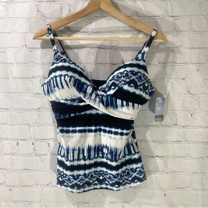 Island waves blue and white swim top
